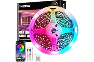 TK99SW Led Strip Lights 15m, Music Sync Color Changing Flexible RGB Led Strip Lights with Smart App Control Remote for Bedroom Home Kitchen Party Lighting Decoration
