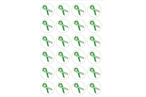 ORANGE TRADING LTD DARTMOUTH 24 Precut 40mm Round Mental Health Awareness Ribbon Edible Wafer Paper Cake Toppers