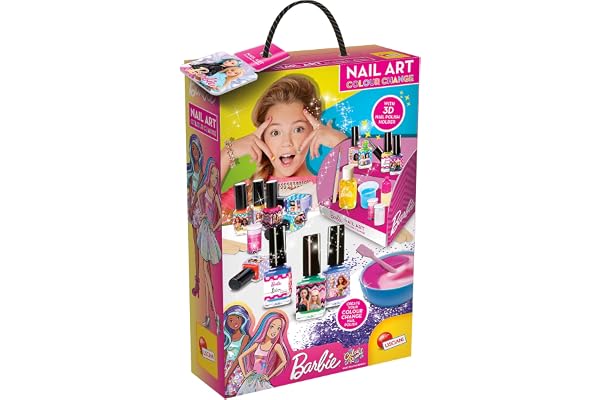 Liscianigiochi - Barbie Nail Art - Crée Des Vernis à Ongles qui Changent de Couleur - Loisirs Créatifs - Pour Filles à partir de 5 ans