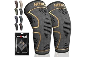 NEENCA Genouillère Sport(2 Pack), Genouillère Rotulienne de Compression Respirant, Attelle Genou Ligamentaire pour Déchirure du Ménisque, Arthrose, Récupération de Blessur, Course, Football