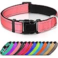 Joytale Dog Collar, Reflective Padded Neoprene Pet Collar, Adjustable Nylon Collars for Medium Dogs, M, Pink