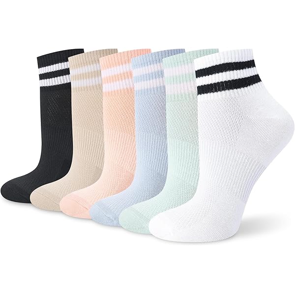 Utensilsto 6 Paar Tennissocken Damen - Baumwolle Crew Socken Größe 35-38