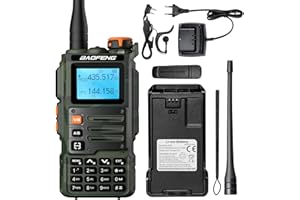 BAOFENG K63 6W Walkie Talkie, Tri-Band UHF/VHF/1.25M Radio portatile per amatori, AM FM, 2600 mAh batteria, 999CH, Copia frequenza wireless, Frequenza ripetitore inversa, Mimetica verde