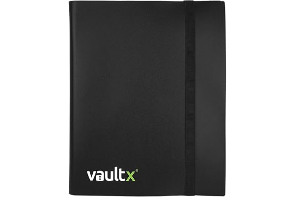 Vault X Classeur à 9 poches, 360 cartes, standard, 20 pages à chargement latéral, pour jeux de cartes à collectionner, sport, TCG (noir)