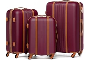 FERGÉ set di 3 valigie viaggio MILANO - bagaglio rigido dure leggera 3 pezzi valigetta 4 ruote rosso