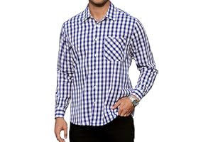 Enlision Herren Hemd Karierte Langarm Hemd Regular Fit Freizeithemd Trachtenhemd Check Button Down Hemden mit Tasche für Oktoberfest Karneval