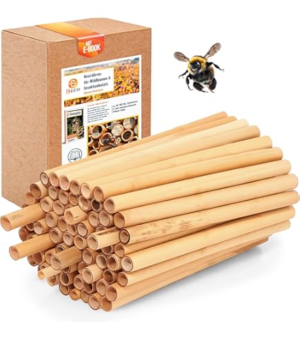 BEESI 600 x nesthulzen voor wilde bijen, 6 en 8 mm diameter, waterafstotend, lange levensduur, nesthulp, accessoires, vulmateriaal voor insectenhotel