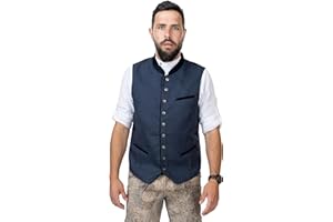 Schöneberger Trachten Couture Chaleco tradicional para hombre de lana, chaleco azul para Oktoberfest – Chaleco de lana – Traje regional David