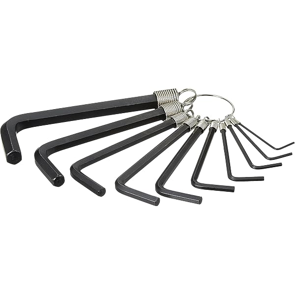 BlueSunshine 8-Piece Hexagon Keychain Allen Wrench Set – L-Shape, Sizes 1.5mm–6mm, Black, Portable Bike & Furniture Repair Tool