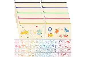 Yoosso Zestaw 10 sztuk "zrób to sam" pustych woreczków materiałowych, piórnik, kosmetyczka z płótna żaglowego, 21 x 12 cm, Kolorowy zamek błyskawiczny, 22cm, Rodzaj