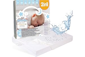 ‎BISOO Bisoo 35x75 wasserdichte Spannbettlaken für Kinderwagen Stubenwagen Moseskörbe - Kinderwagen Matratzenbezug - 2in1 Spannbettlaken Matratzenschoner aus 100% Baumwolljersey Öko-Tex - 1 Stück Weiß 75x35