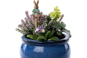 POTTY FEET Cane Companions Beatrix Potter Peter Rabbit Stake Topper - Handmade Flower Pot Garden Ornament - Outdoor Figurine