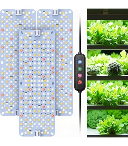 ANPSSSEN Set van 5 60 W led-plantenlamp, 960 leds, volledig spectrum, plantenlicht voor kamerplanten, plantenpaneel met daisy-chain-functie, 4/8/12-uurs timer, groeilamp voor teelt, groenten en