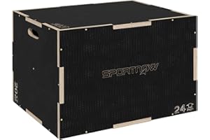 SPORTNOW Box Jump pliométrie 3 en 1 appareil boîte à saut antidérapant musculation fitness & entraînement croisé plyobox pour box training en bois, hauteur noir