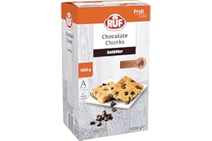 ‎RUF RUF Chocolate Chunks Zartbitter, backfeste, dunkle Schokoladen-Tropfen, XXL Schoko-Drops zum Backen, vegane Schokoladen-Stücke, glutenfrei, Großpackung 1x1000g
