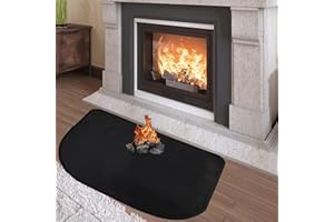 Hopton Hearth Rugs for Fireplaces, 80x50CM Fireproof Fireplace Mat, Fibreglass Fire Resistant Rugs, Indoor Outdoor Fire Mat to Protect Grill Fire Pit Floor Rug from Sparks