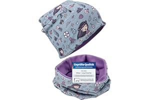 HECKBO Kids Beanie Kindermütze & Schlauchschal Set - Mädchen Jungen Junge - 95% Baumwolle - Herbst Frühling Winter (48–54 cm)