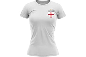 PURPLE PRINT HOUSE England Shirt Women - Womens England Flag Badge T Shirt - Football Country European Supporters 2022 Retro Tee Her - English Tournament 2024 Footy Soccer Top