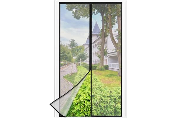 Moustiquaire Porte Fenêtre, 120 x 220 CM - Maillage Fine NOIRE Magnétique Rideau Anti Mouche, Se Ferme Tout Seul, La Bande Ve1cro au Sommet du Volet Rideau Anti Mouche a Été Élargie à 3.8 CM