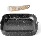RIOVARM 28 cm Induction Grill Pan with Detachable Handles Non-stick Grilling Pans with Pourer PFOA Free Steak Pan For All Sto