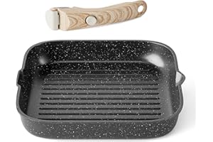 RIOVARM 28 cm Induction Poêle à griller avec Poignées Détachables Antiadhésive Poêles à steak Pour tous les poêles Poêles gril sans PFOA Poêle à frire Convient pour le lave-vaisselle et le four