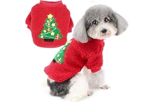 Zunea Cappottino Maglione Invernale per Cani Piccola Taglia Vestiti Natalizi in Pile Caldo per Cuccioli Pullover Giubbotto Felpa Abbigliamento di Natale per Animali Domestici Chihuahua Gatto Rosso S