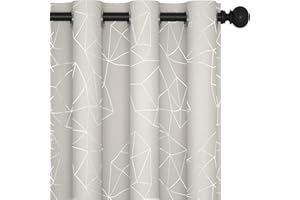 Deconovo Tende Oscuranti Stampate con Occhielli per Soggiorno e Camera da letto 2 Pezzi, 140x175 CM, Beige Chiaro
