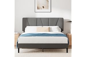 Zinus Maya Polsterbett 180x200 cm mit Kopfteil - 30 cm Hohes Bett 180x200 mit Lattenrost aus Holz - Kompakte Verpackung & Einfache Montage - Dunkelgrau