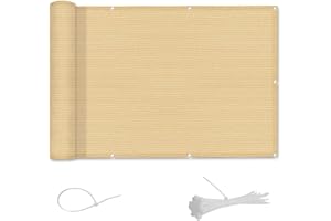 AXT SHADE Brise-Vue et Pare-Soleil pour Balcon HDPE- Résistant aux UV,aux déchirures/Rayures de Couture (0.9x3m, Beige Sable)