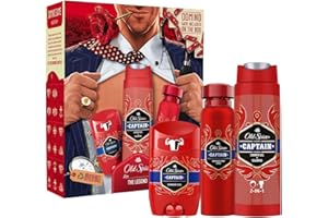 Old Spice Coffret cadeau pour homme avec déodorant stick et déodorant en spray et gel douche Captain