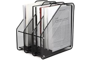 TECHZOCO Organizador de Documentos, Revistero metálico oficina, Soporte para revistas y archivos escritorio, 28,5 cm de largo, 31,5 cm de alto y 23,5 cm de ancho, 3 Compartimentos, Metalico, Negro