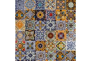 Cerames Piastrelle Mosaico Messicane Colorido – 30 ceramiche mattonelle messicane decorative per bagno, doccia, scale, parete posteriore della cucina | Tessere mosaico ceramica 10,5x10,5 cm