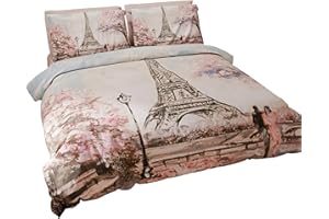 PETTI Artigiani Italiani - Set Copripiumino Matrimoniale 250x200 cm (2 Federe 50x80 cm Incluse), Parure Copripiumino Morbida Microfibra con Stampa Digitale - Made in Italy - Paris