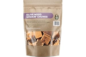 GREEN OLIVE FIREWOOD COMPANY Green Olive Firewood - Wood Chunks for smoking, 5L - bbq wood chunks Ideal for use In BBQ's or Smokers - Flavoured large smoking chips, for smoking meat, fish and even vegetables - Olive