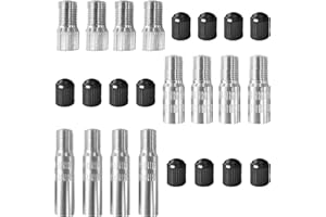 HAPPOW 12 pezzi prolunga valvola auto con tappi valvola, 3 lunghezze 19, 27, 39 mm, prolunga valvola per auto, bici e scooter