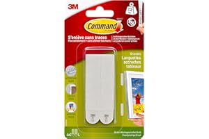 Command Große Bildaufhängestreifen, Packung mit 4x2 Klebestreifen, Weiß - Beschädigungsfreies Aufhängen - für Poster, Rahmen und Spiegel