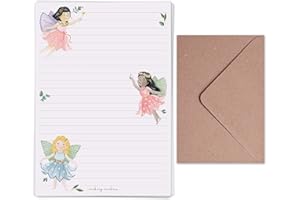 Making Meadows A5 Lined Letter Writing Paper Set (20 Sheets & 10 envelopes) Botanical Fairy Children's Writing Paper Design On Penpal Letter Paper Stationery Set