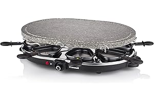 Princess Raclette Pierre à Cuire, Pour 8 Personnes, Grande Surface 43 x 30 cm, Thermostat Intégré, Chauffe Rapide sans Préchauffage, Facile à Nettoyer, 1200 W, Noir, 01.162720.01.001