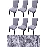Boumedo Jacquard Woven Fabric Lycra Flexible 6-Piece Chair Cover Quality Stretch Chair Cover (6PCS) (Grey)