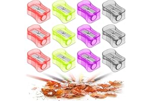 Andibro 12 Temperino, 4 Colori Mini Temperamatite per Portatile Temperino per Matite Trucco Temperini Gadget Bambini Temperamatite Manuale per Scuola Casa Ufficio