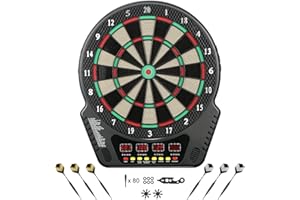 AJOXEL Cible de fléchettes électrique innovante avec 27 jeux et 243 variantes – Fléchettes pour 1 à 8 joueurs, 6 fléchettes et 80 astuces souples, convient pour les fêtes et les soirées de jeux