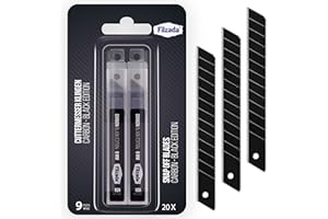 Filzada® 20x Ersatzklingen Cuttermesser 9mm BLACK - Ultra scharfe Teppichmesser Klingen - Abbrechklingen für 9mm Kattermesser