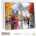 MEIYUDA Paint by Numbers for Adult with Frame London Landscape, DIY Canvas Oil Painting Kit for Beginner Paint by Numbers, Arts and Crafts Acrylic Pigment Drawing Paintwork for Home Wall Decor 40x30cm