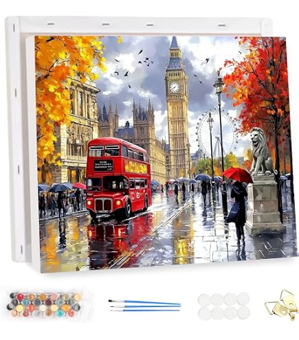TOSTOG Dipingere con i Numeri per Adulti con Telaio,Castello Paesaggio Paint by Numbers Kit Fai da te Olio La Pittura di Numeri Kit Decora la casa Regalo 30x40cm
