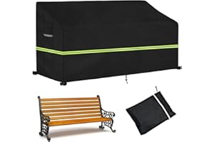 Fozuanei 2 Seater Outdoor Garden Bench Cover, Waterproof Anti-UV Windproof Tear Proof 210D Oxford Fabric Furniture Cover, Heavy Duty Bench Cover for Garden, Outdoor (Black, 134x66x65cm)
