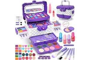Aureyung Maquillage Enfant Fille, Lavable Coffret Maquillage Enfant, Cadeau Noël Anniversaire Fille 3 4 5 6 7 8 9 10 Ans