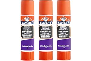Elmer's Barras de pegamento moradas desaparecidas, se seca transparente, ideal para escuelas y manualidades, lavable y apto para niños, 6 g, 1 Pack (3 unidades)