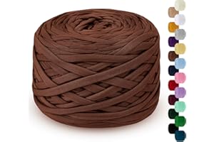 LEREATI Fil pour Crochet 285g 100m Tshirt Yarn Fil Polyester pour Sac au Crochet, Coton à Tricoter pour Sac, Panier, Bricolage, Tapis, Couverture (Brun Caramel)