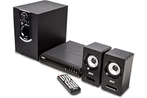 Akai A60012 Bluetooth Home Theatre Multimedia System (Compact DVD Player with Subwoofer, Bass and Treble Controls, Surround Sound, Compatible with MP3 and MP4, SCART and AUX Output), 50 W - Black