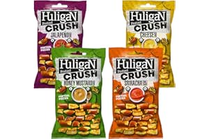 Huligan Pretzels Pieces Multipack Crisps (65G X Pack of 4) - Baked Pretzel Thins Savoury Snacks Bulk Healthy Vegetarian Snack Box Jalepenos Crisps Multipack